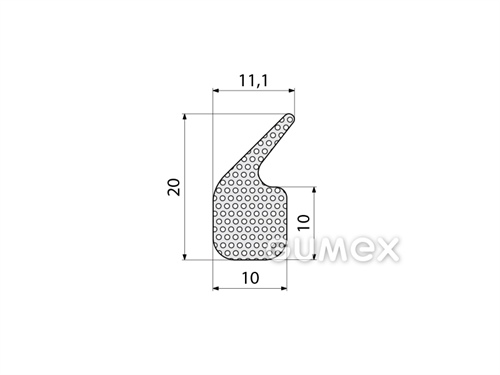 Geformtes mikroporöses Silikonprofil, 20x11,1mm, Dichte 450kg/m3, -60°C/+200°C, weiss, 